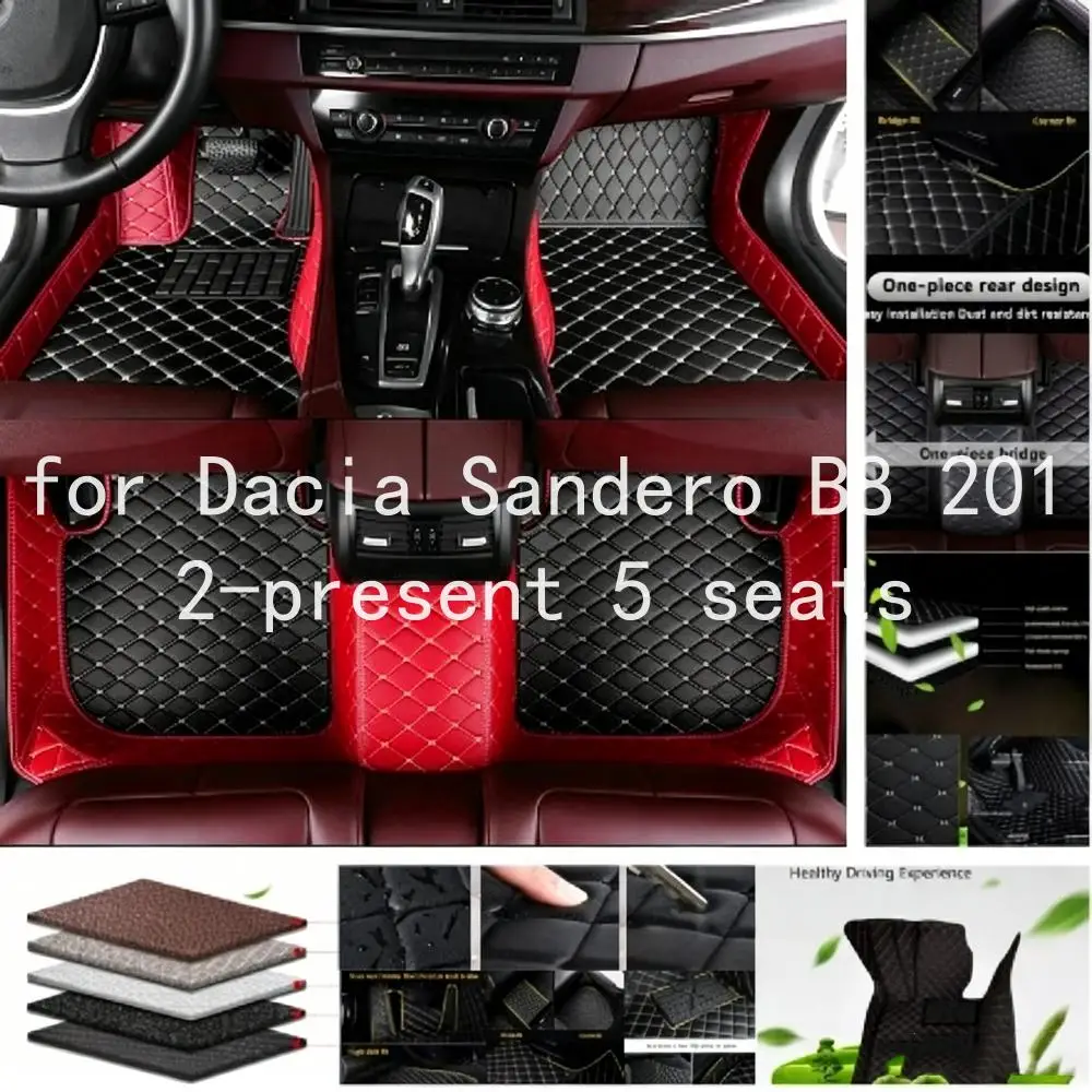 Tappetini per auto di lusso, realizzati su misura, per Dacia Sandero B8, modelli dal 2012 in poi, 5 posti. Set completo di alta qualità per l’arredamento interno dell’auto, tappetini per i piedi,