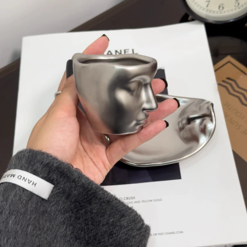 

Face Kiss Mug Couple Ceramic Water Cup Afternoon Tea Coffee Cup and Saucer Set Milk Tea Cups Breakfast Cups Milk Mugs Drinkware