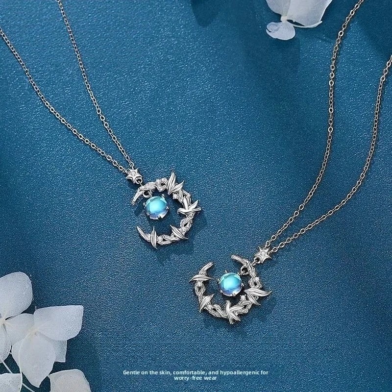 Chinese Style Lucky Blue Eucalyptus And Bird Necklace For Women Seiko Craft Light Luxury Pendant Niche Design Romantic Gift For view 4