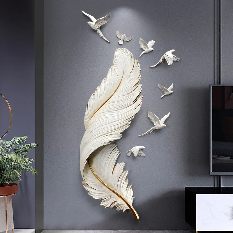 Light luxury feather wall hanging wall decoration Nordic living room sofa background wall decoration entrance restaurant creativ