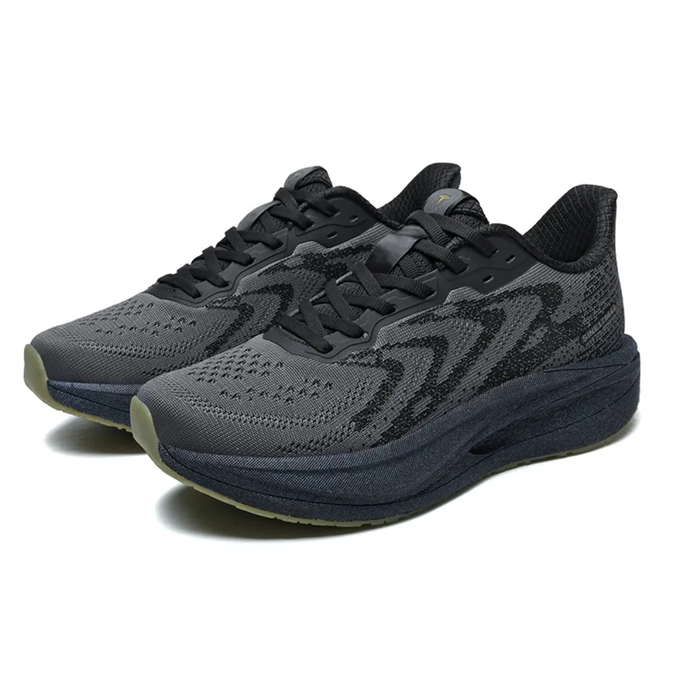 Men's Running Shoes Breathable Mesh Casual Sports Sneakers Black Quick Dry Elastic Laces Low Cut Lightweight Comfortable