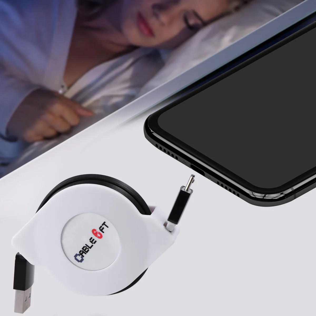 

USB Telescopic Data Cable Cord Sync Cell Phone Fast Charging Cords Black Retractable Design Store Home Office
