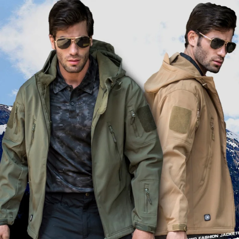 

2025 Men's Casual Waterproof Windbreaker Jacket Full Zip Up Hooded Shell Outdoor Hiking Coat For Autumn Plus Size