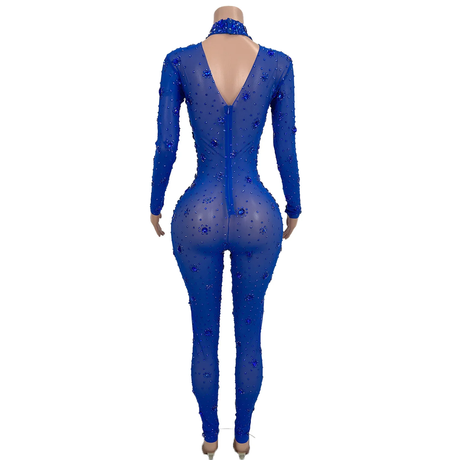 Damen Sexy Strass-Bodysuit Bühnenoutfit - alternate angle