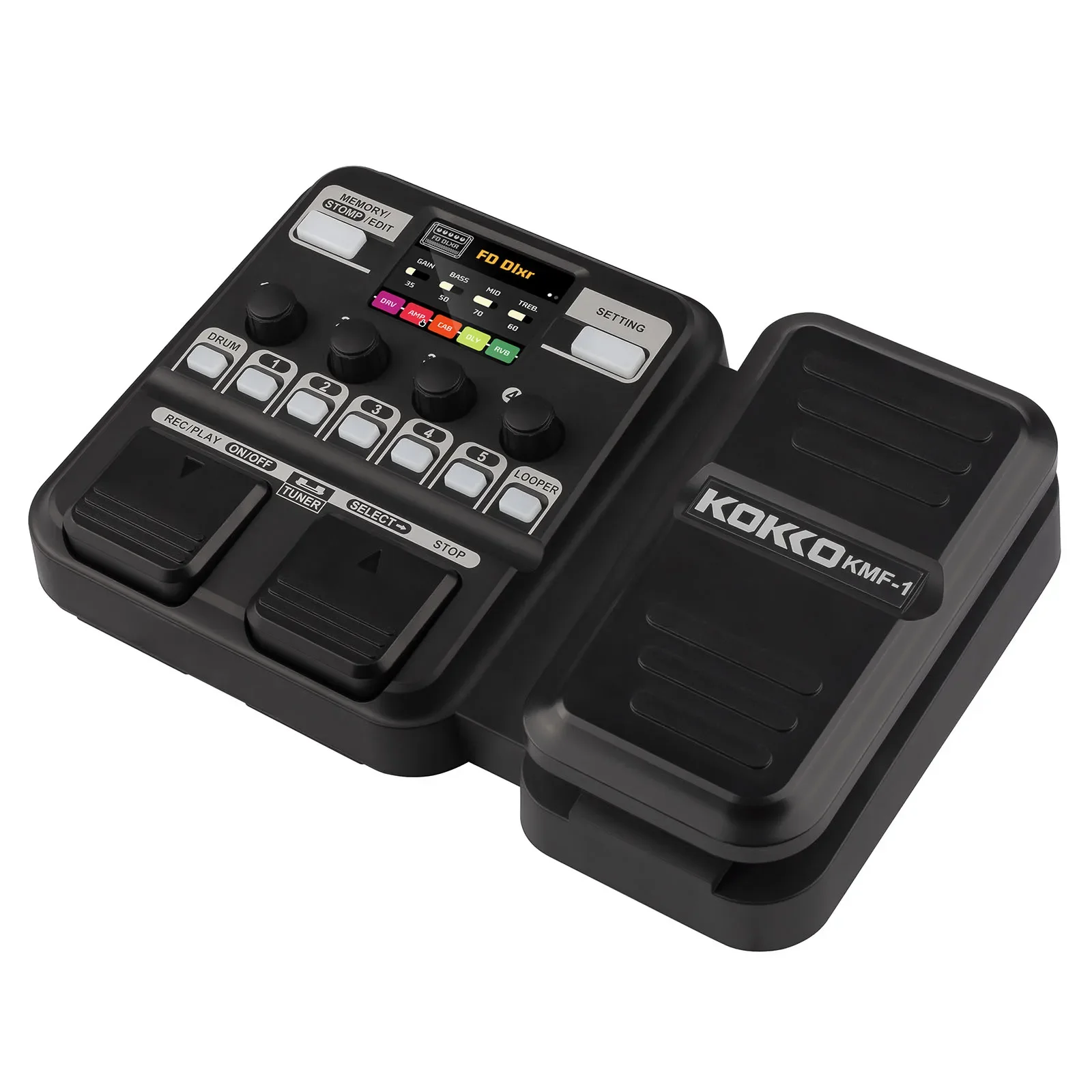 KOKKO KMF-1 Guitar Bass Effects Pedal with Expression Pedal With Drum Machine Recorder and Effects Processor Tuner Multi-Effects