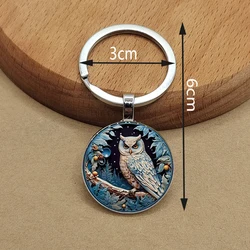 Owl alloy glass printed keychain