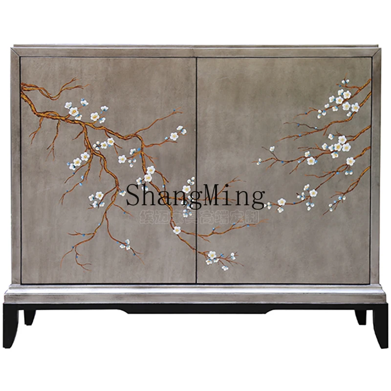 

CL old double-door painted entrance cabinet simple and beautiful new Chinese-style home hand-painted decorative side cabinet