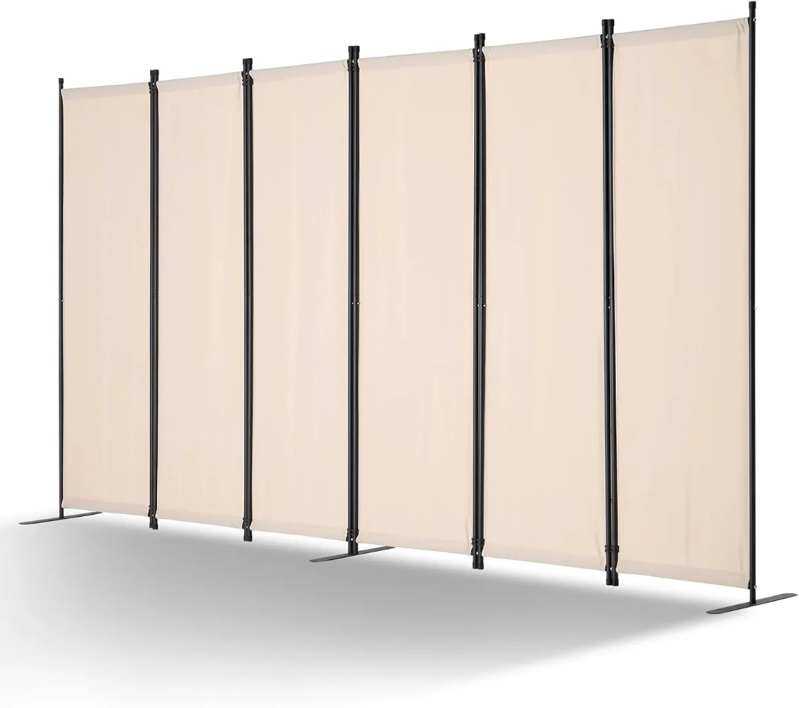 6 Panel Room Divider, Folding Privacy Screen and Portable Partition Divider for Room Separation, Freestanding Room Partitions