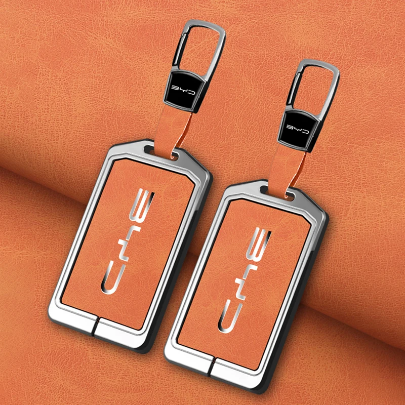 Zinc Alloy Leather Car NFC Card Remote Key Cover Fob Case For BYD Tang DM Han EV Song PRO Qin PLUS DMI Keychain Accessories