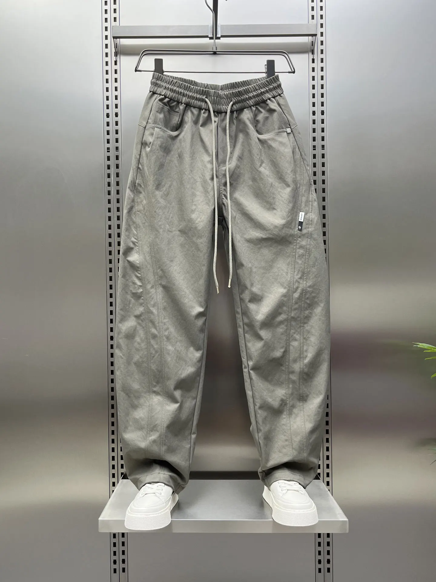 

Men's Casual Sports Pants Autumn New Sle Faionable All-Match Wide Leg Patchwork Pure Color Straight Long Trousers