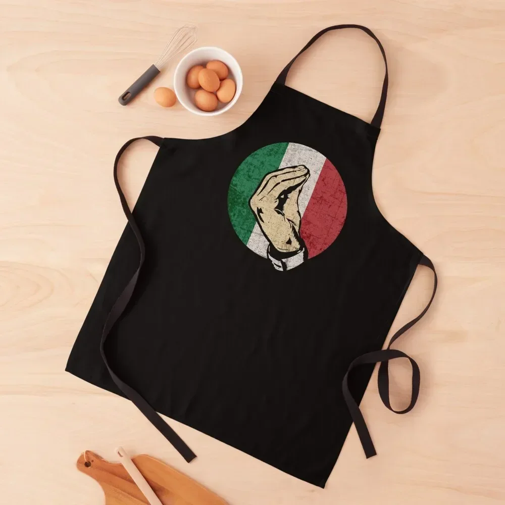 

Italian Hand Gesture Sing Language Funny Italy Flag Vintage Apron Kitchenware Cute Kitchen Accessories Apron