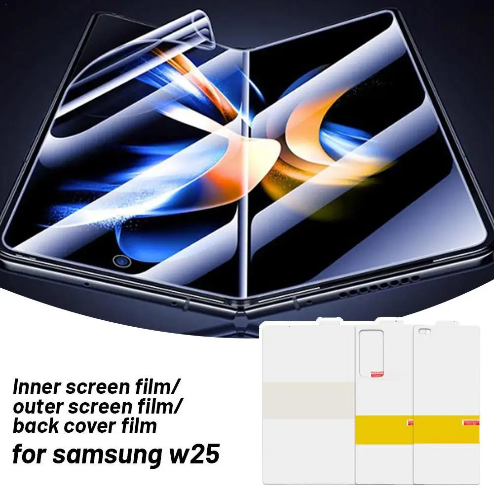 For Samsung W25 Folding Phone Screen Film Positioning Sticker HD TPU Hydrogel Inner/outer Film Folding Screen Anti-fall Protecto