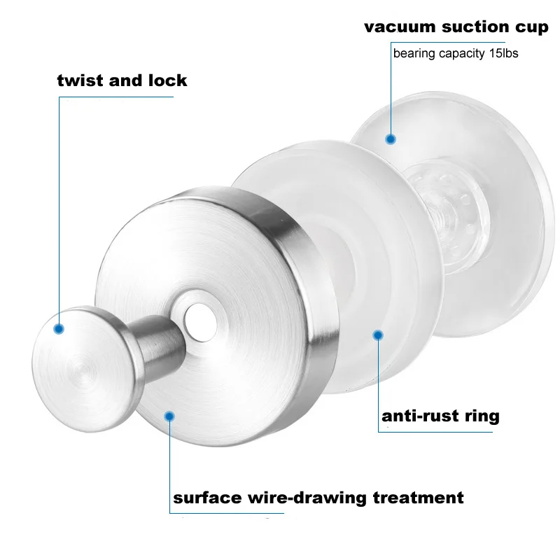 Picture 3: Bathroom Wall Hook Hanger Shower Adhesive Hook For Hanging Towel Stainless Steel Vacuum Suction Cup Hooks Shower Glass Hooks