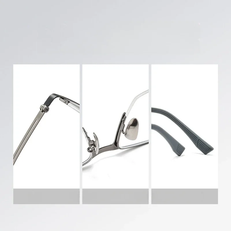 OLLYMURS, gafas ultraligeras de moda para hombre, gafas de media montura, gafas graduadas ópticas de aleación flexibles de alta calidad para negocios 156ZM