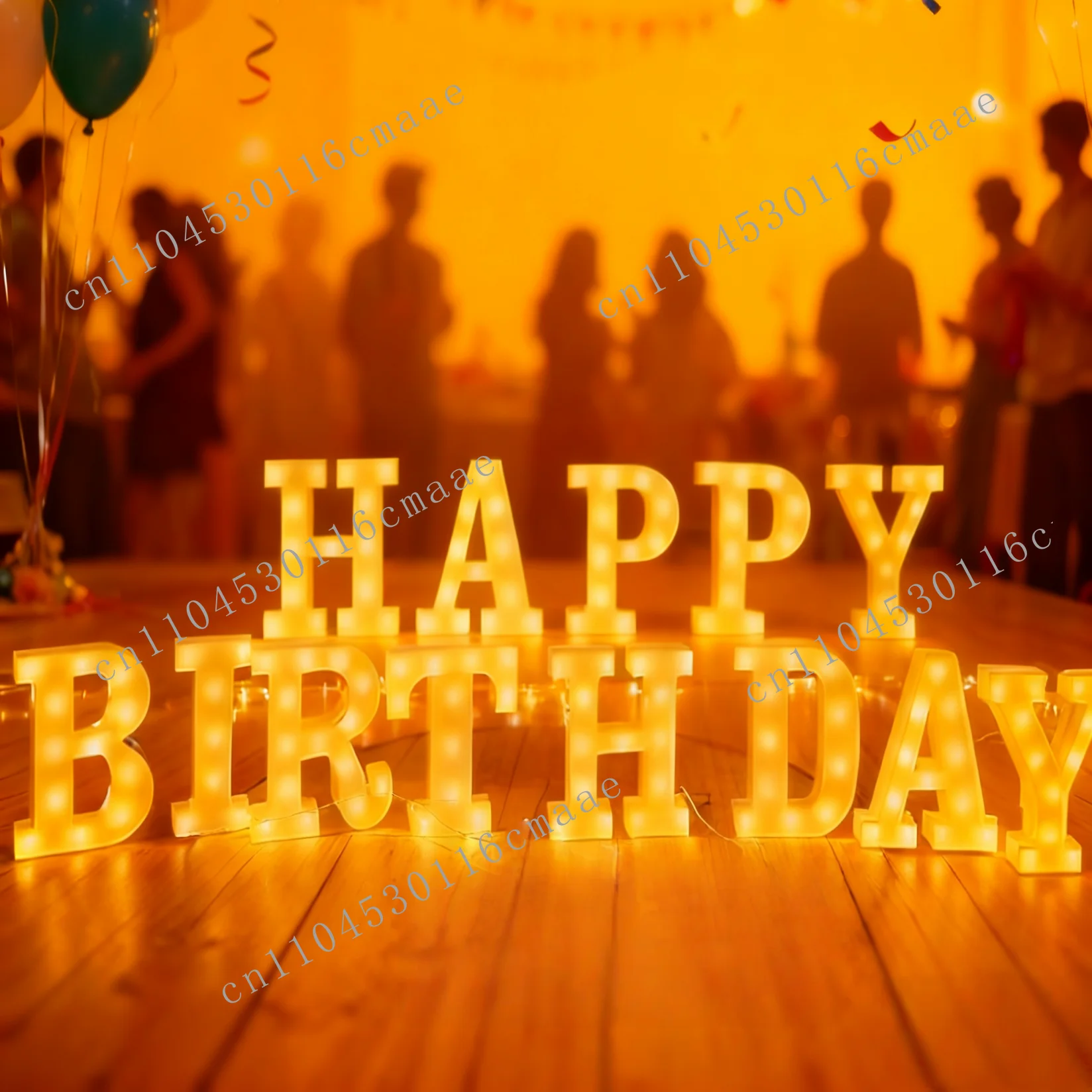 Happy Birthday Event Background Decoration Metal LED Bulbs Giant 3ft Glowing Letters