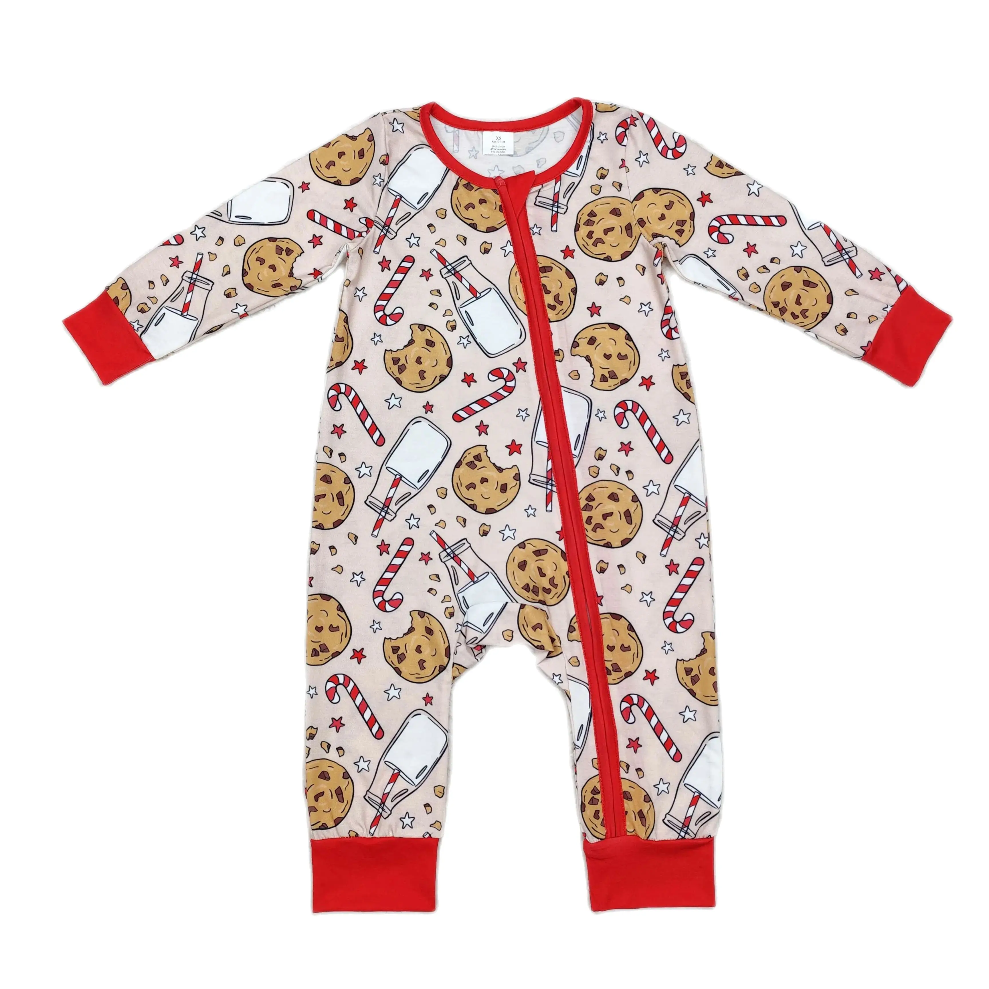 

Wholesale Baby Boy Christmas Milk Candy One Piece Kid Children Long Sleeves Infant Zipper Jumpsuit Newborn Toddler Bubble Romper