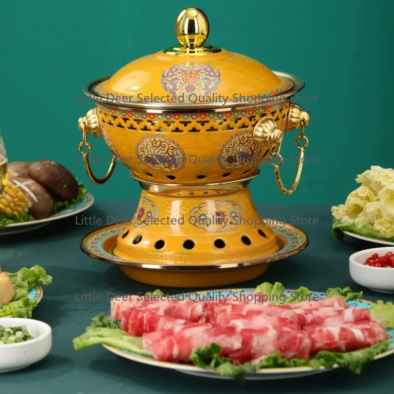 

Термостойкая эмалированная кастрюля для тушения большого объёма, классический дизайн, без покрытия, безопасна для домашнего использования