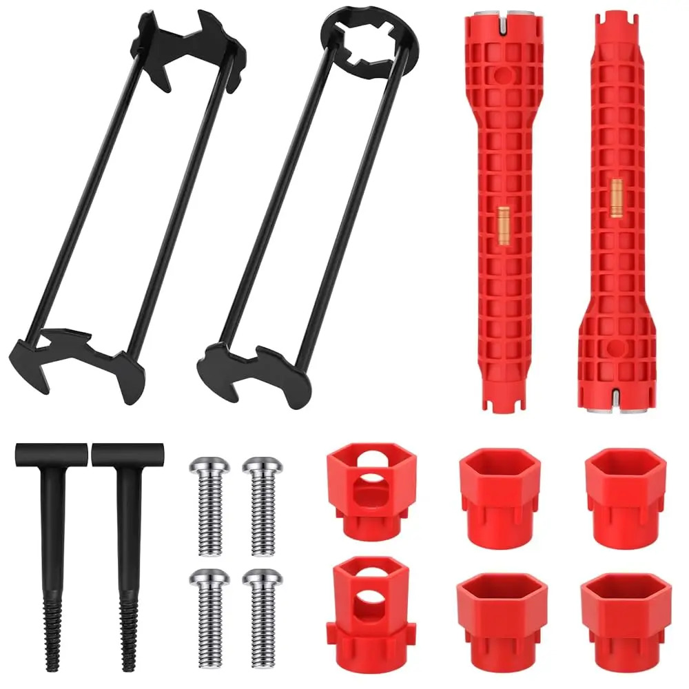 

Multifunctional Sink Wrench Four-jaw Hex Spanner with 14-in-1 and 8-in 1 Kitchen Faucet Sink Basin Wrench Drain Tub Removal N