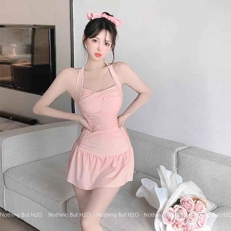 

Swimsuit Women's Summer One-piece 2025 New Pure Desire Wind Cute Meat Cover Neck Swimsuit Bathing Suit Women