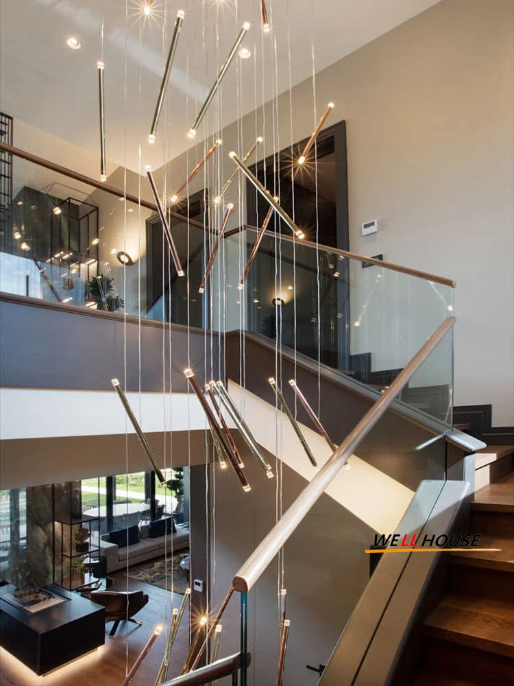 Imagem -02 - Modern Led Stair Chandelier Long Hanging Chandelier Villa Duplex Lâmpadas Pingentes Staircase Loft Hotel Shop Decor Nordic