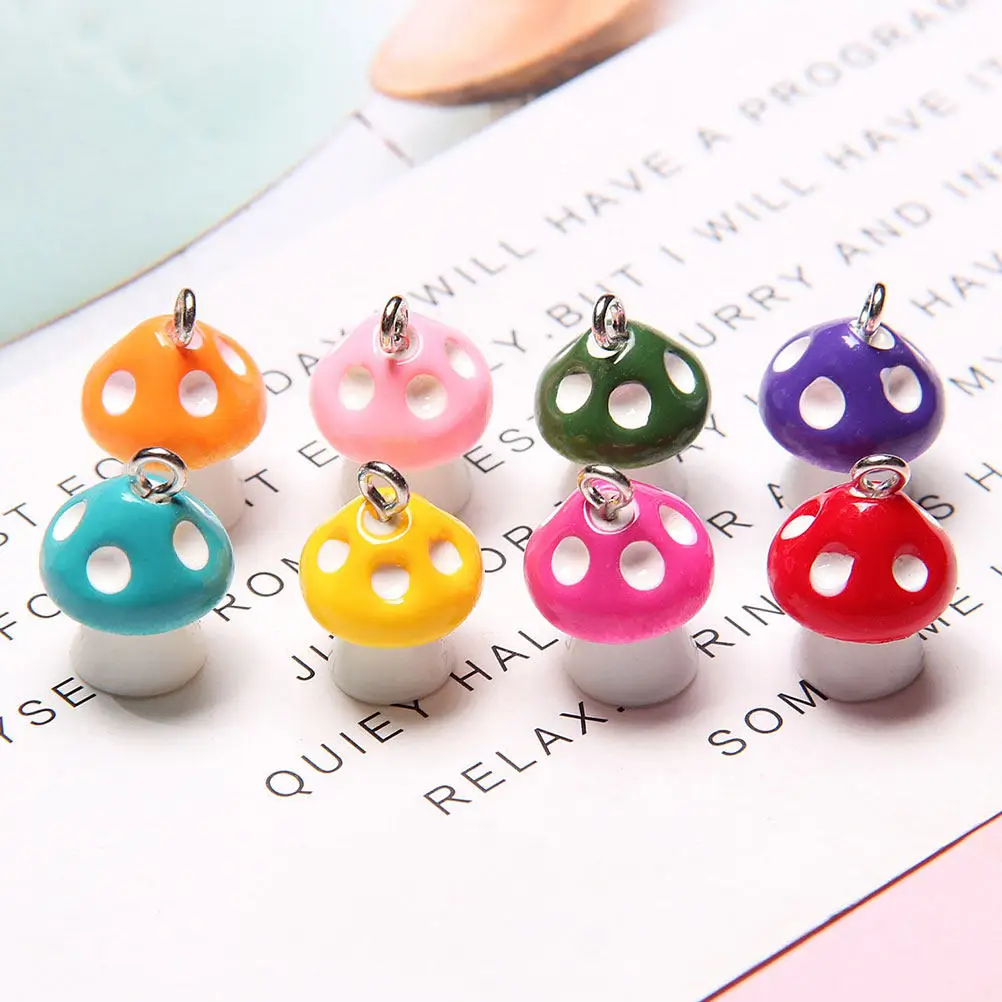 20Pcs Mushroom Pendant Jewelry Charm Resin Mini Charms for DIY Craft Making Necklace Bracelet Earring Keychain