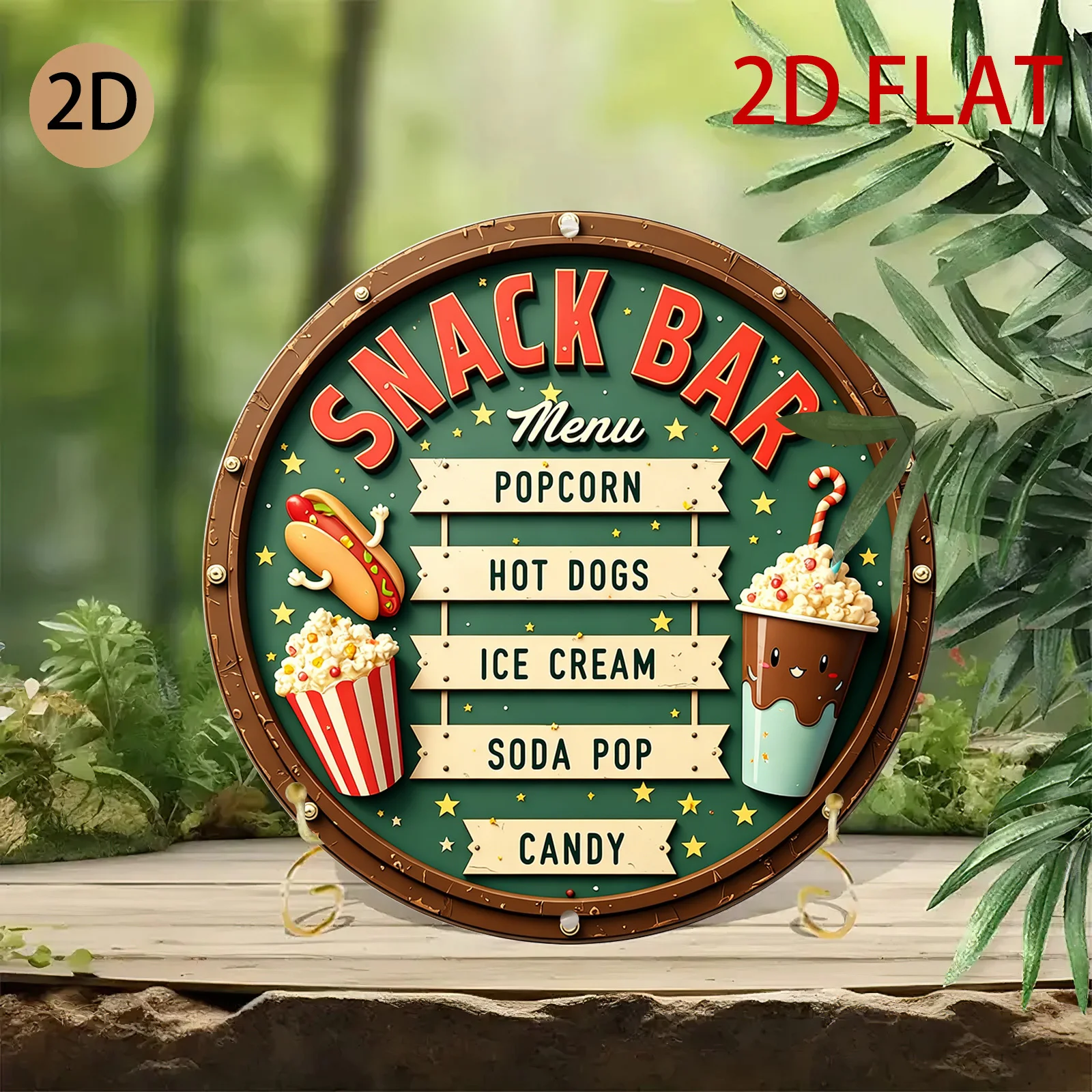 2D 플랫, 2D 플랫 원형 스낵바 메뉴 간판 레트로 - Food Snacks Menu 리뷰 및 가격