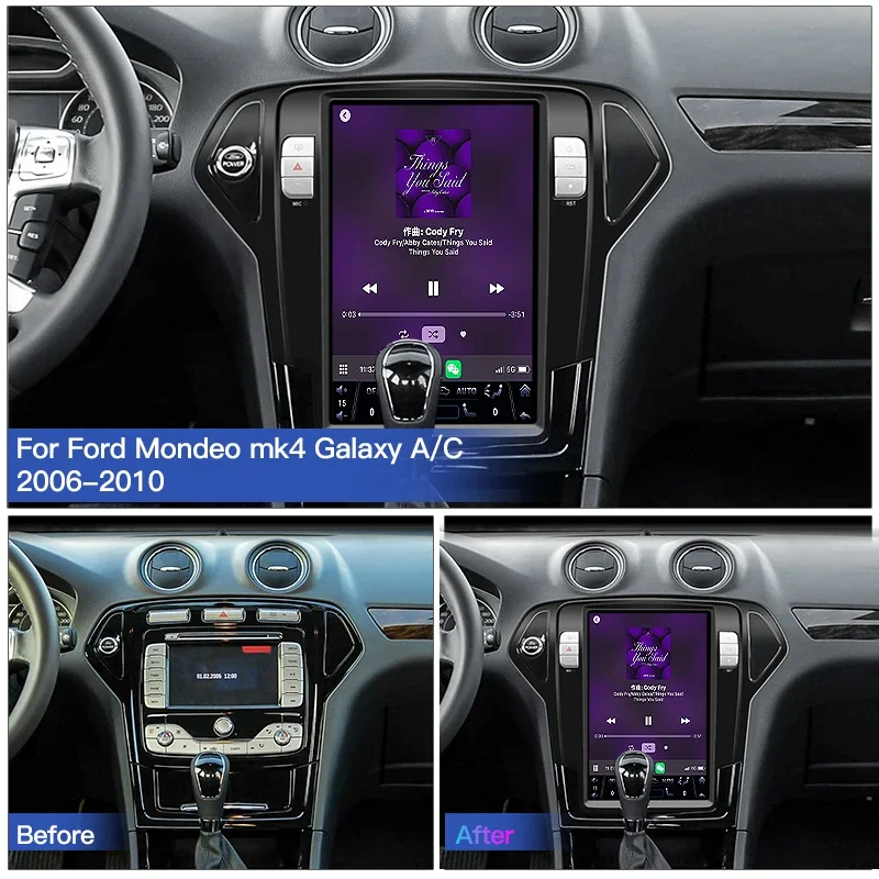 12,8 'Android14 автомобильный радиоприемник для Ford Mondeo mk4 Galaxy A C 2006-2010 мультимедийный видеоплеер навигация GPS стерео DSP Carplay