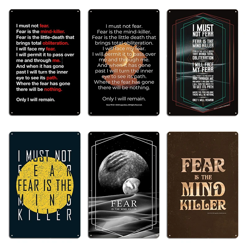 Fear Is The Mind Killer Dune Litany Poster Metal Plaque Funny Wall Decor Cave Pub The Mind Killer Dune Litany Tin Sign Poster