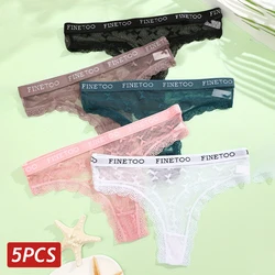 5PCS/Set Women Sexy Lace Panties G-String Thongs Solid Color Perspective Sexy Lingerie Low Rise Breathable Underwear for Female