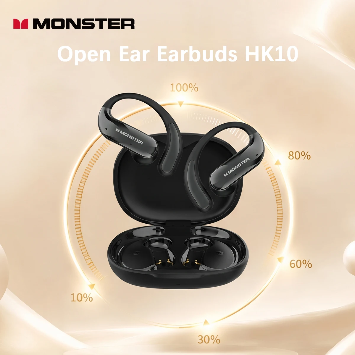 Monster Earbuds HK10 Open Ear Wireless Bluetooth 6.0 Noise Cancelling Earphones Use With Phones Smart APP Custom EQ