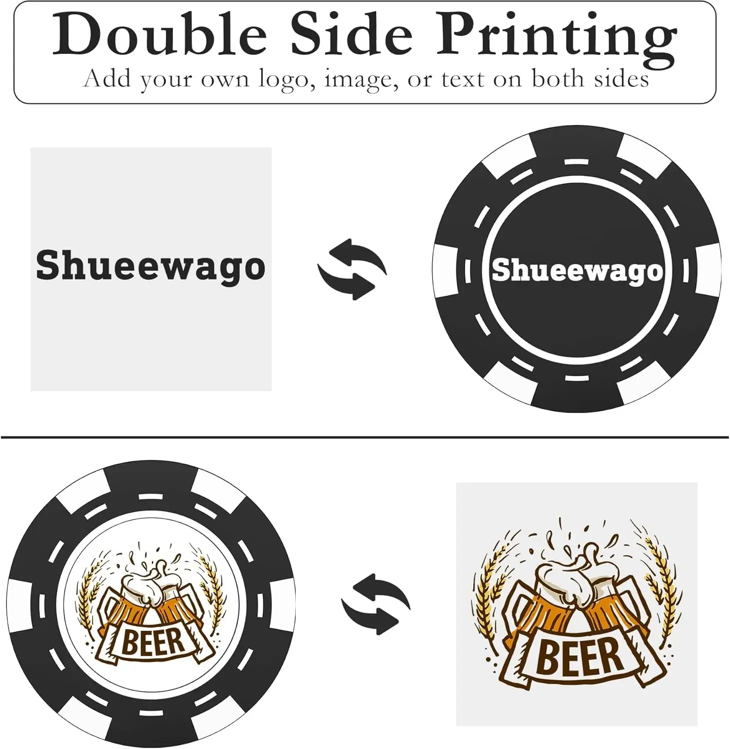 100pcs Custom Badges Plastic Poker Chips Drink Token Personalized ImageText K‌Í‌ds Reward Tóy Póker Chips for Business Cards