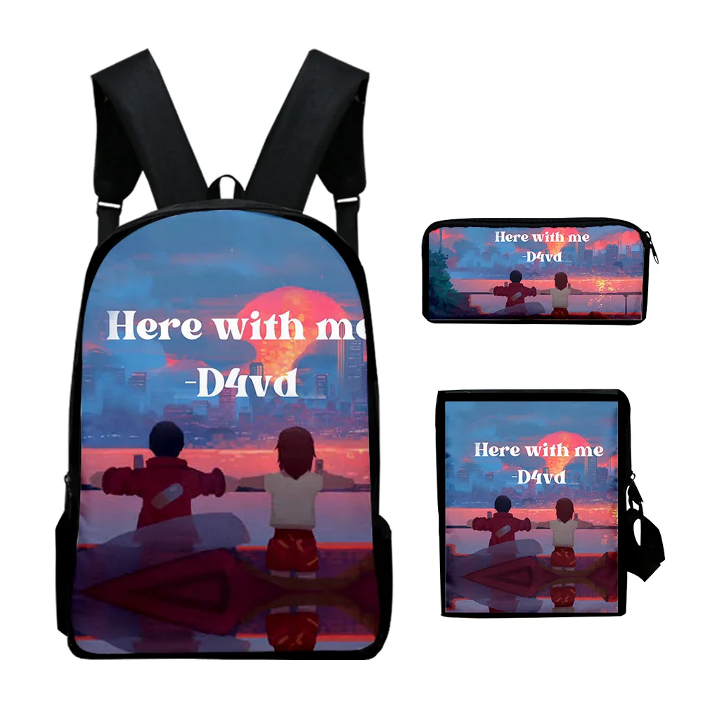 Trendy Popular Young Singer D4vd 3D Print 3pcs/Set pupil School Bags Laptop Daypack Backpack Inclined shoulder bag Pencil Case