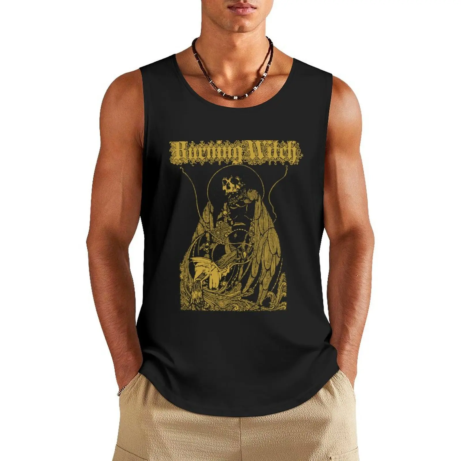 

burning witch Tank Top gym Men's sleeveless t-shirt anime gym t-shirt Men's