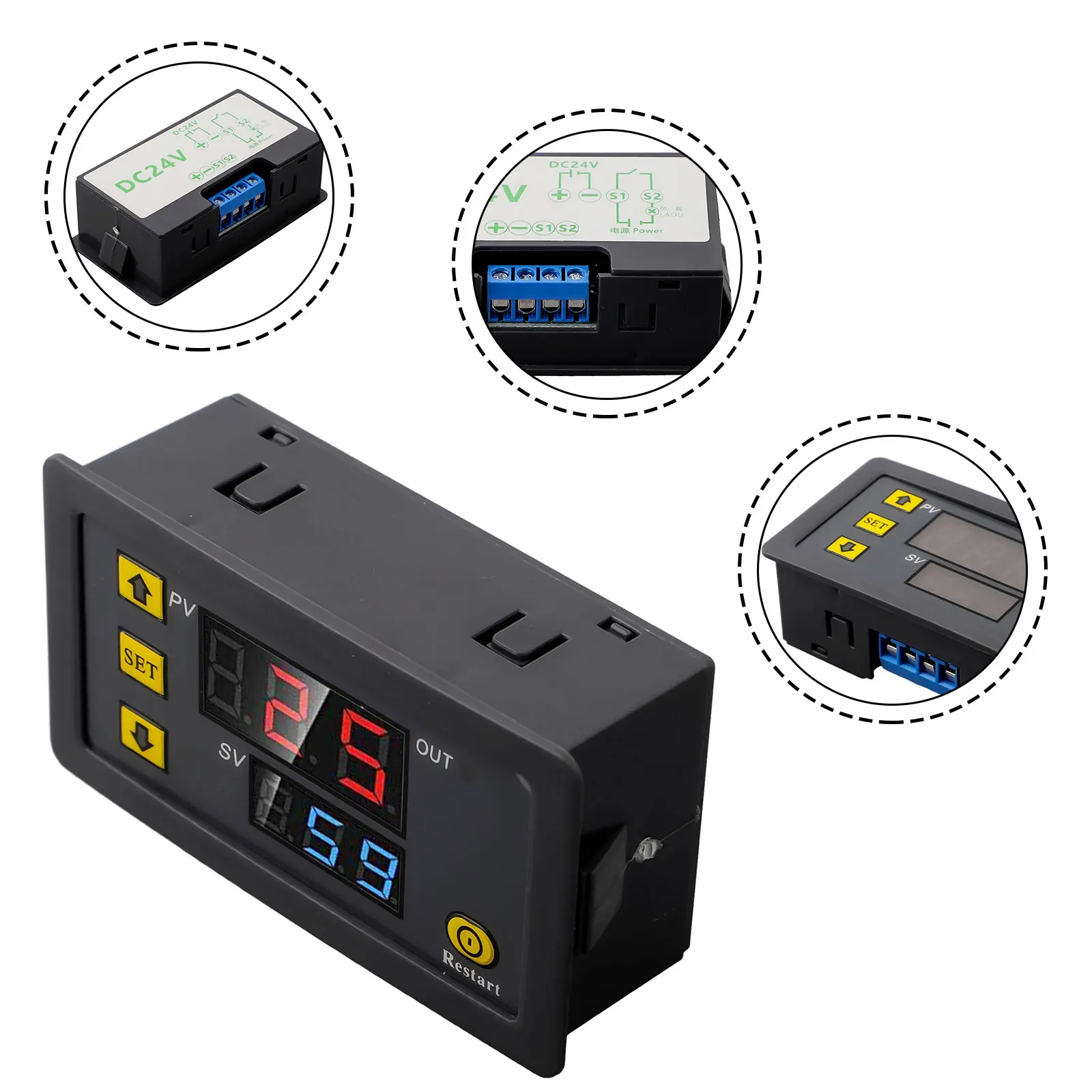 Dual Display Delay Relay Time Relay 20A Timer Switch DC 24V For Light Water Module Programmable ON-Off Control