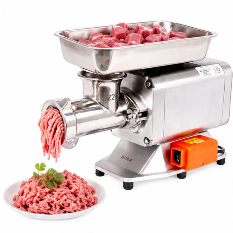 Electric High Efficiency Restaurant Sausage Meat Mincing Machine Food Grade Stainless Steel Desktop Meat Grinder New