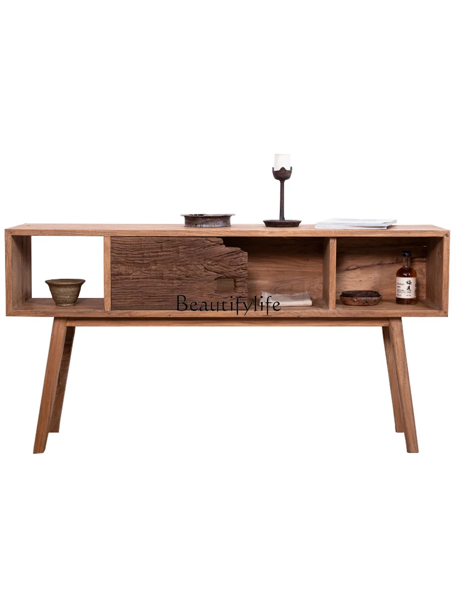 

Wabi Sanfeng Solid Wood Entrance Foyer Cabinet Retro Living Room Entrance Locker