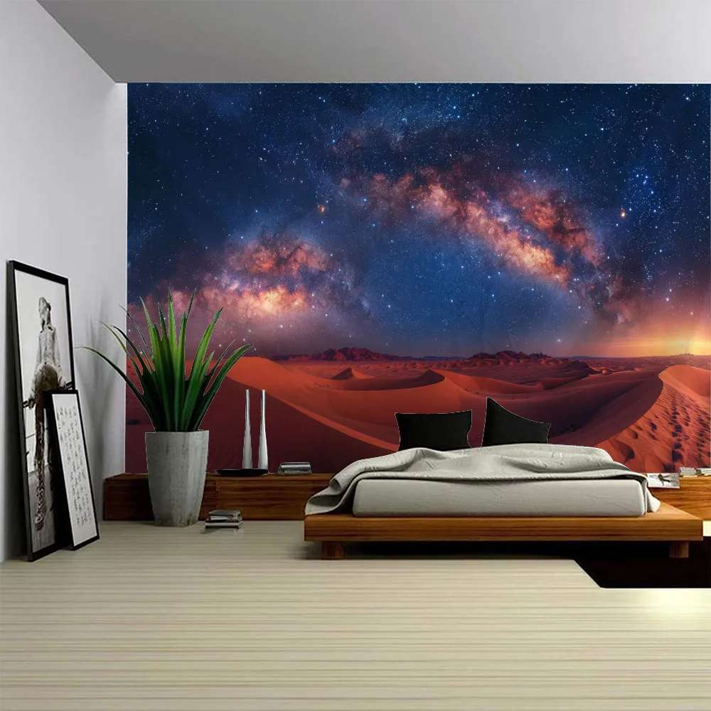 Desert Starry Sky Tapestry Pyramid Camel Wall Hanging Polyester Fiber Home Decoration Living Room Office Background Cloth