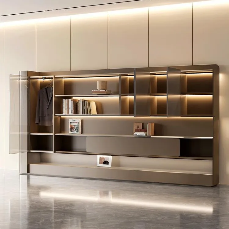 Light luxury file cabinet bookcase combination simple modern high-end data cabinet display locker with lamp boss table matching