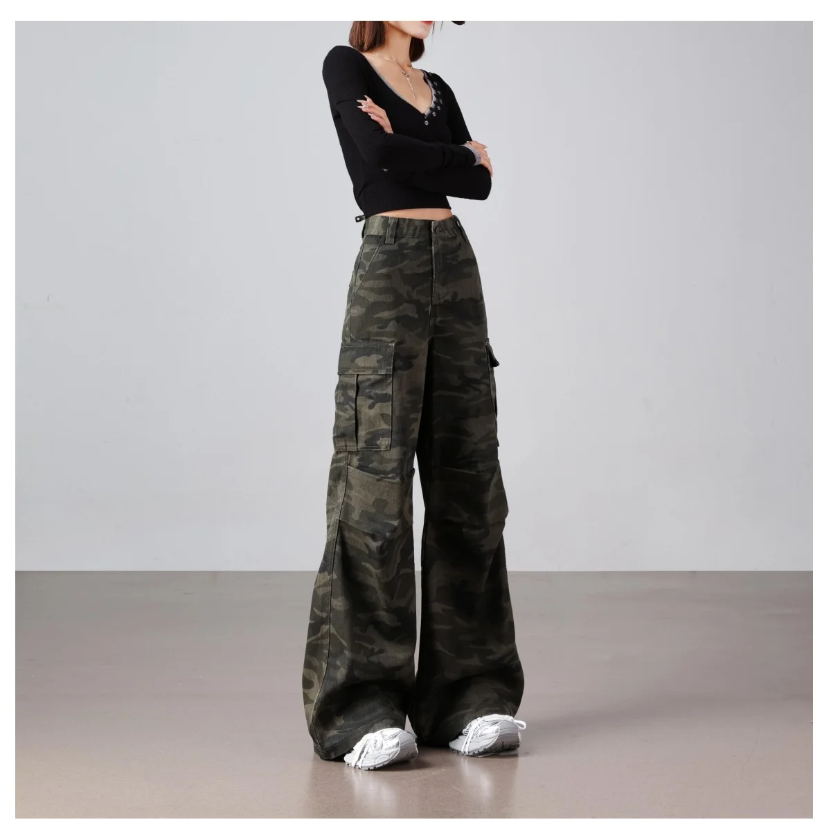 Jean Cargo en Denim pour femmes, multi-poches, Hip Hop, rétro, ample, délavé, Streetwear, jambes larges, pantalon droit décontracté, Y2K 2025