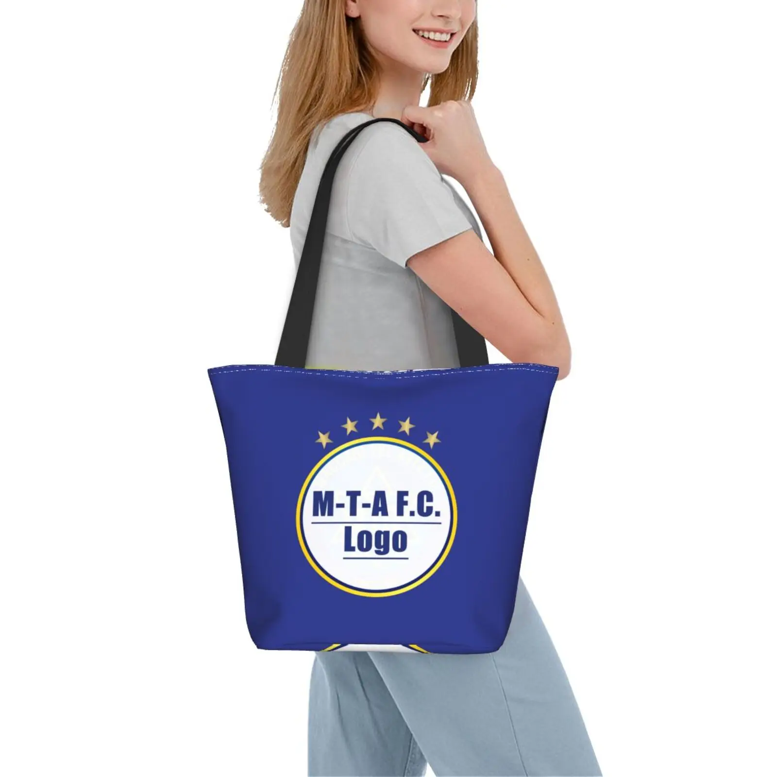 Israel Maccabi Tel Aviv FC 3 Star Tote Bag Shopping Grocery Bags with Zipper Men Women Kids Football Club Soccer Team