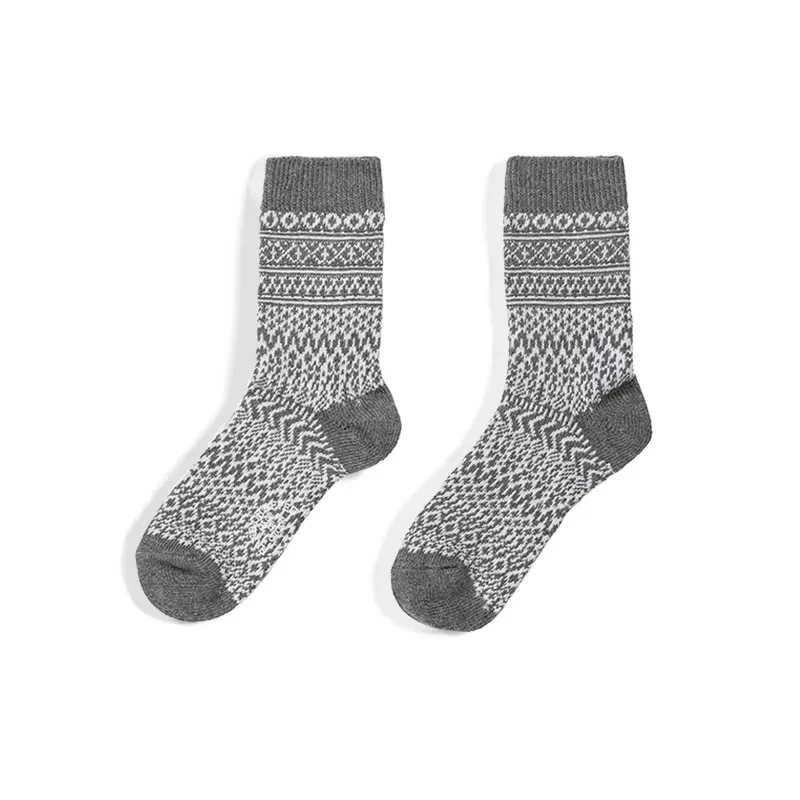 Maden Amekaji Crew Socks Vintage Patterns Winter Men’s Knitted Socks Thicken Warm Men Retro Style Fashion For Snow Boots 2023