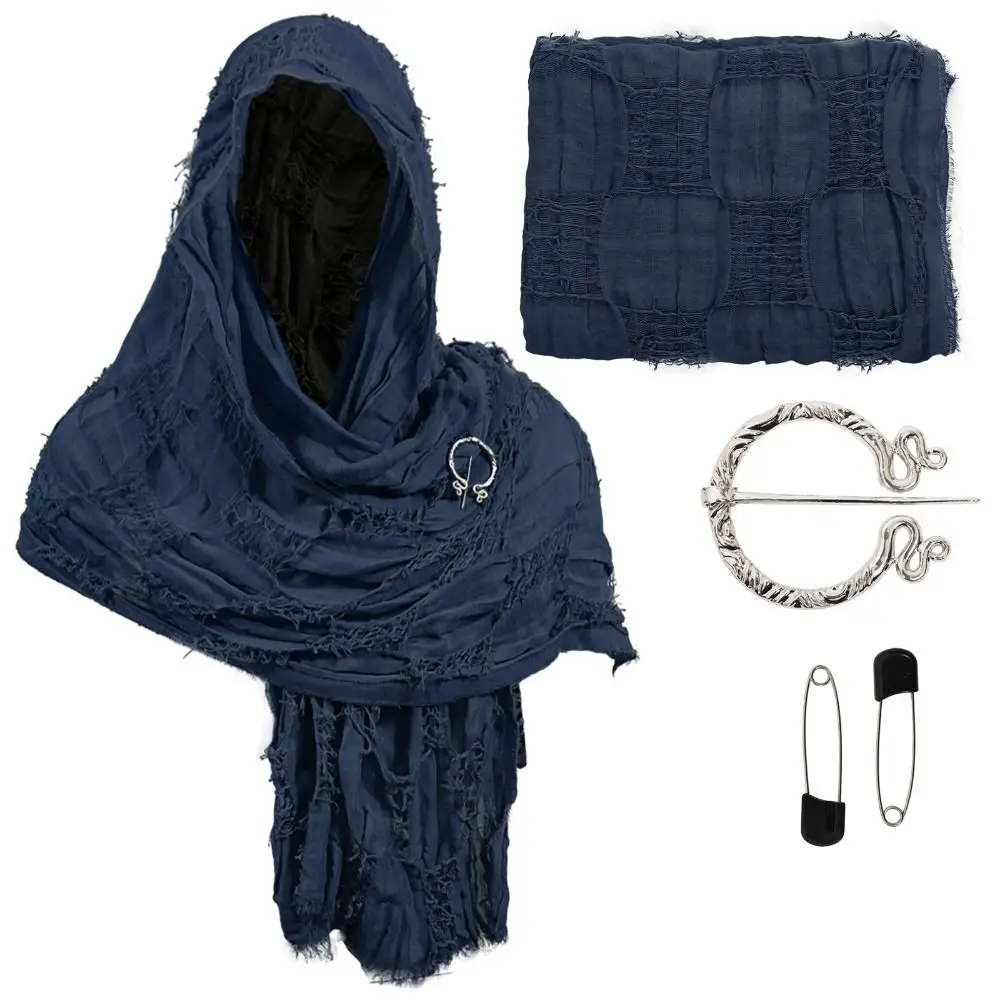 Popular Medieval Style Medieval Cloak With Viking Brooch Beggar Style Hooded Shawl Scarf Scarf Cape Cosplay