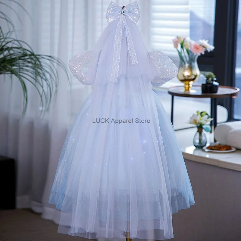 Snow Romance Shining Princess Dress For Girls Summer New Princess children's Authentic Dress