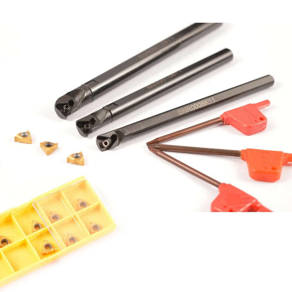 

Heavy duty SNR0008K11 + SNR0010K11 + SNR0012M11 internal thread turning tool holder with 11IR AG60 inserts and 10pcs blades