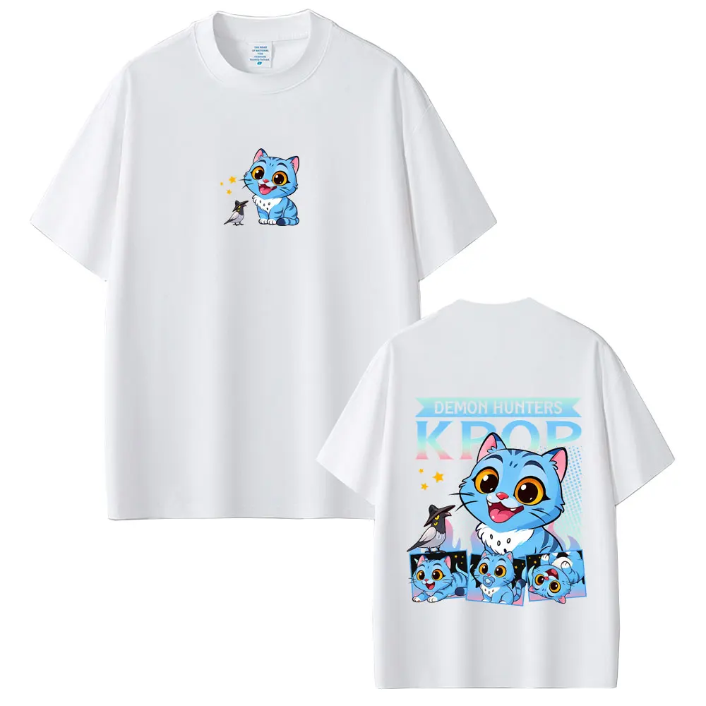 فيلم Kpop شيطان الصيادين ديربي النمر تي شيرت الرجال النساء عادية المتضخم Crewneck تي شيرت الرجال موضة الكرتون الاتجاه الشارع الشهير