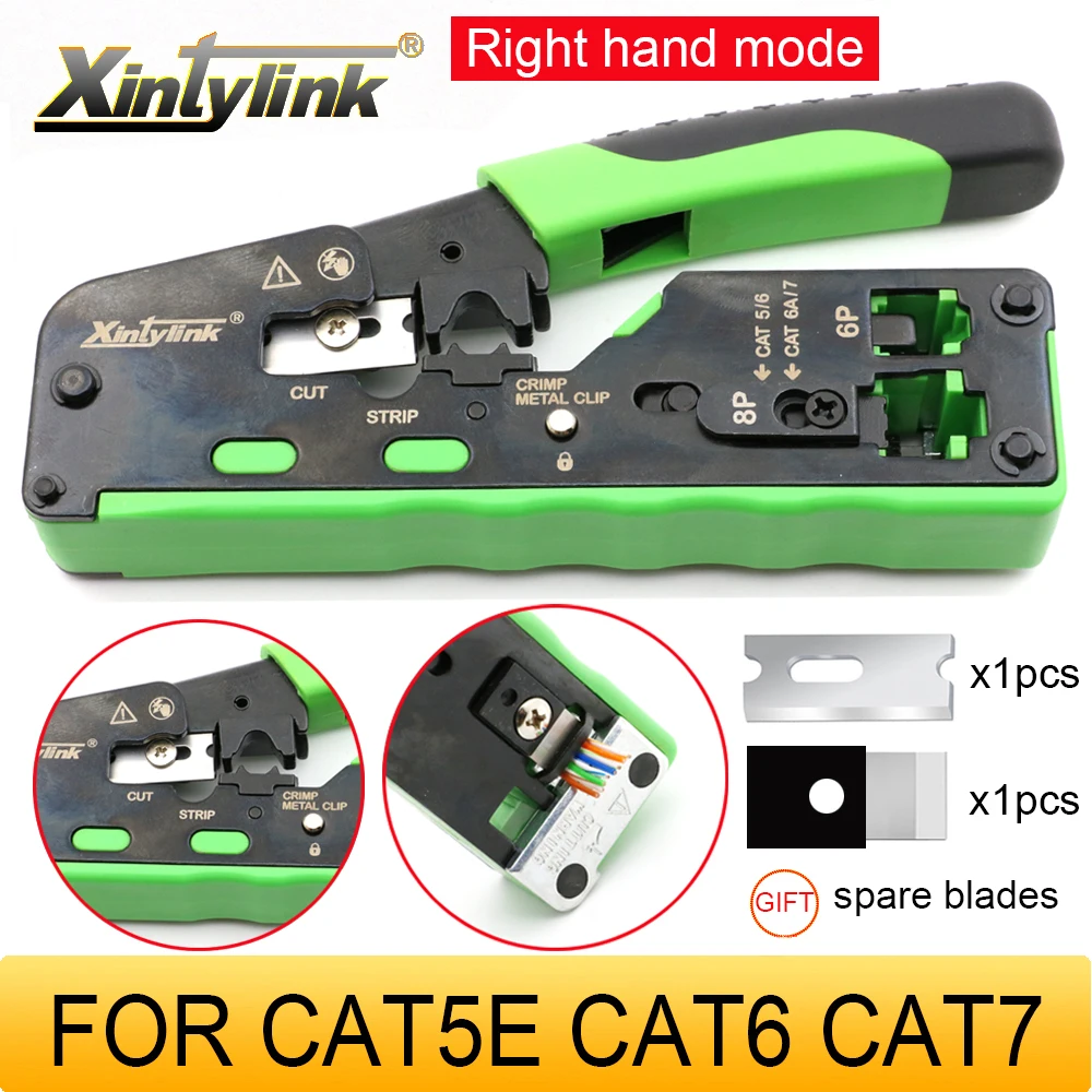 STP CAT6 connector caps+CAT5 CAT5E CAT6A CAT7 CAT8 Crimping Pliers rj45 crimper network tool stripper ethernet cable kit set