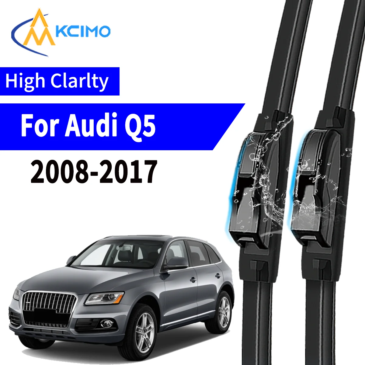 

2pcs Car Wiper For Audi Q5 2008-2017 Front Windscreen Wiper Blade Silent Soft Rubber