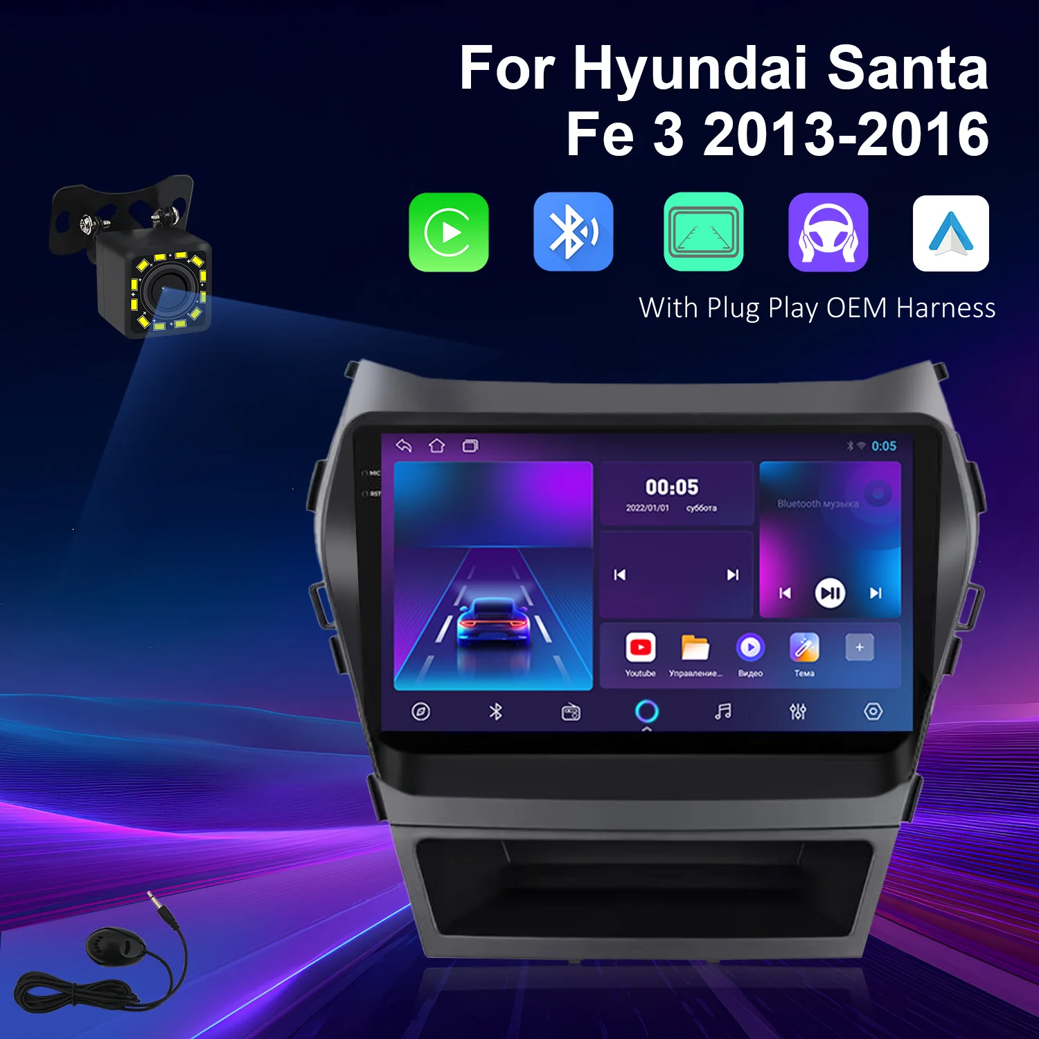 

KSPIV Android 14 Wireless Carplay For Hyundai Santa Fe 3 2013 - 2016 Car Radio Multimedia Video Player Navigation GPS 4G WIFI