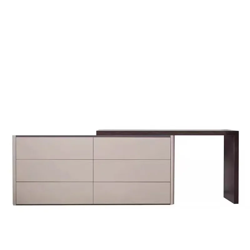 Integrated Italian Skin Grey Bedroom TV Cabinet Desk Dressing Desk Group