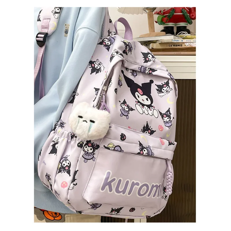 Sanrio-mochila escolar de dibujos animados de Hello Kitty, mochila ligera de gran capacidad, impresión fresca, Kulomi